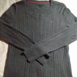 Charcoal Grey Cable Knit Sweater - L